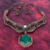 Faceted Zambian Emerald Necklace Moonstone Necklace Copper Wire Wrapped Jewelry Adjustable Chain Necklace