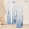 Women Plus Size Colorful Printed Two Piece Set Long Sleeve Open Front Long Cardigan Sleeveless Bodycon Dress