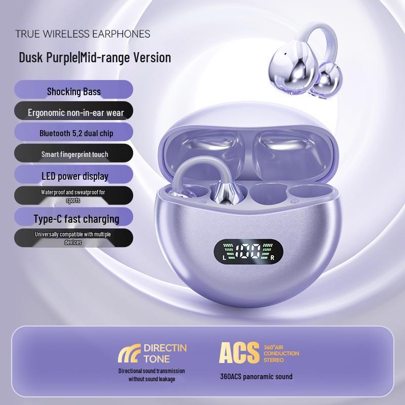 2025 M91 Wireless Earclip Bluetooth Headphones: In-Ear, Bone Conduction, Long Battery Life