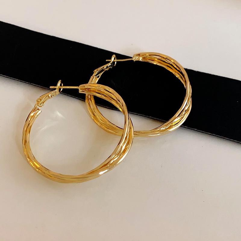 Silver Needle Cross Geometric Ear Hoops: Elegant, Versatile Design for Women