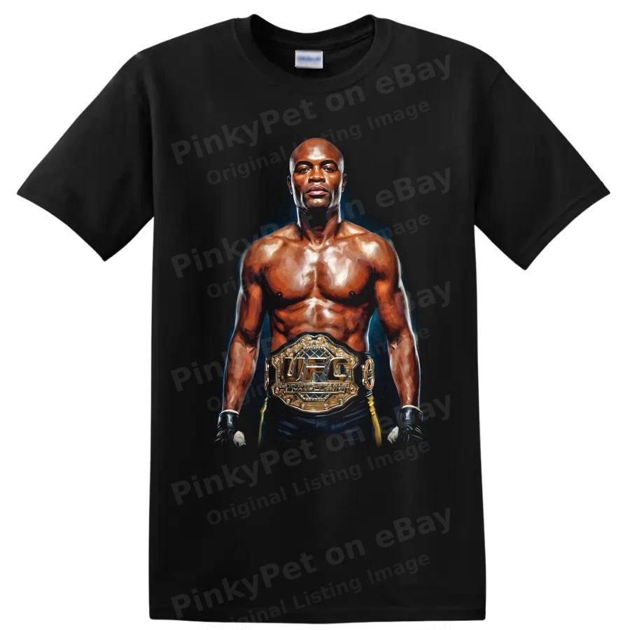 Anderson Silva MMA Champion Fighter Portrait T Shirt Gold Belt Graphic Art Tee