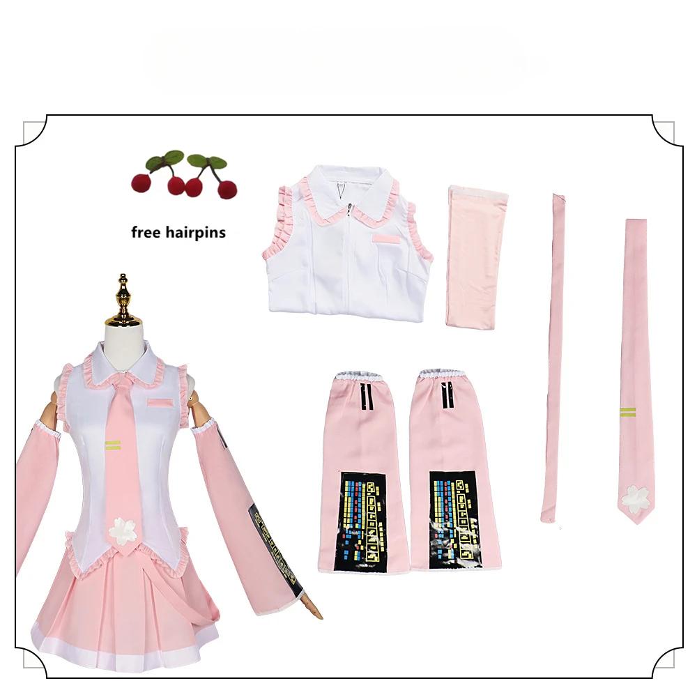 Costume Cosplay Rose Uniforme de Performance Anime Costume Perruque Printemps Sakura Cerisier Épingles à Cheveux Tenues d'Halloween
