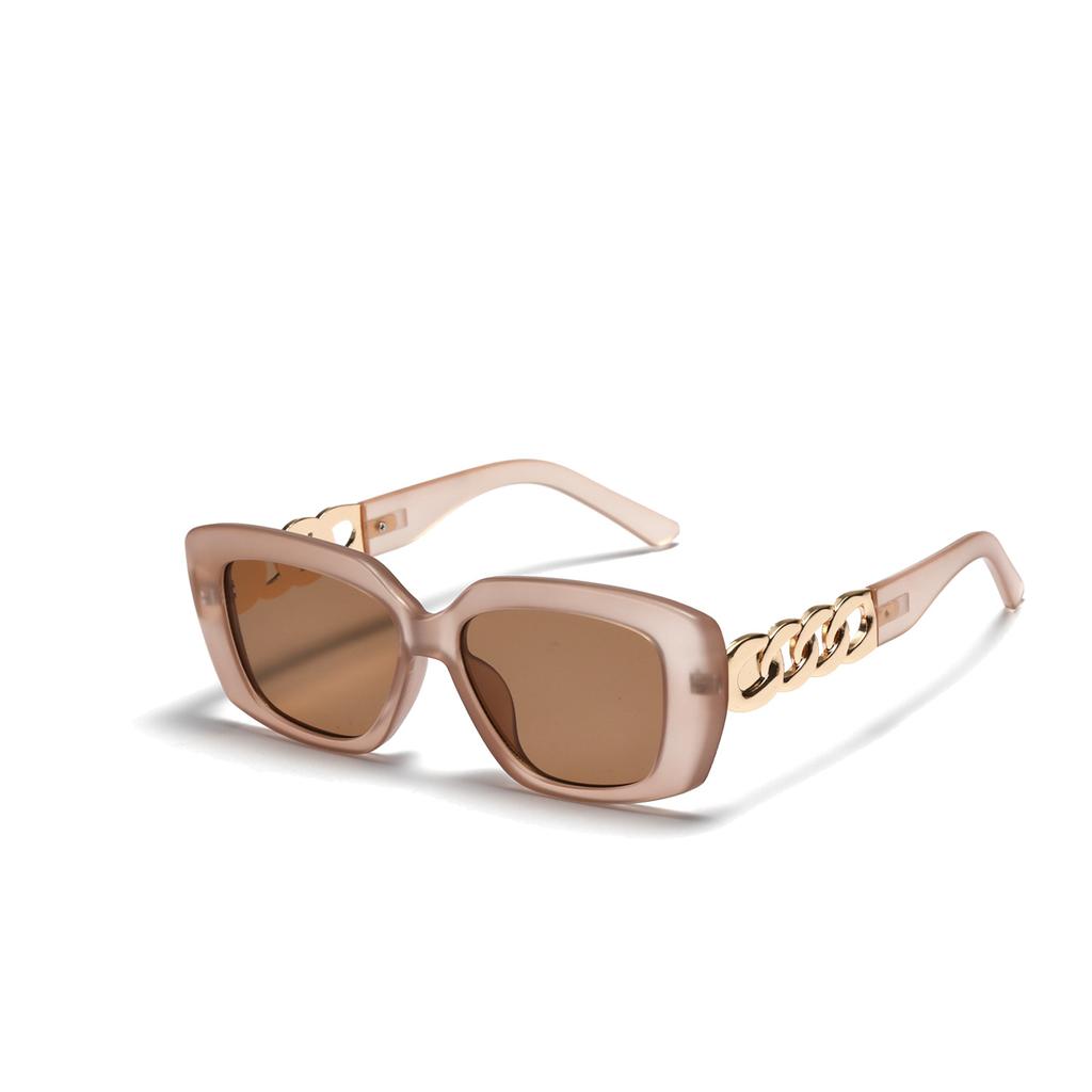 Square Glasses Popular Versatile Semi-Metallic Sunglasses Women'S Retro Chain Wide Legs Sunglasses Men
