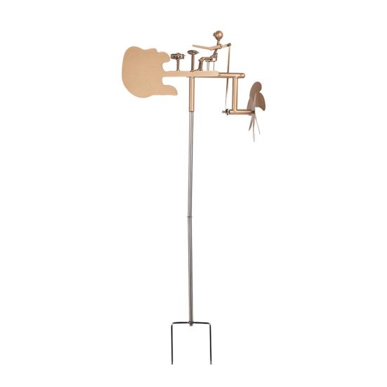 

Рок-барабанщик ветряная мельница ручная работа металлическая скульптура барабанщика садовая ветряная вертушка перкуссионист музыкальная фигурка для патио двор газон декор золотистый