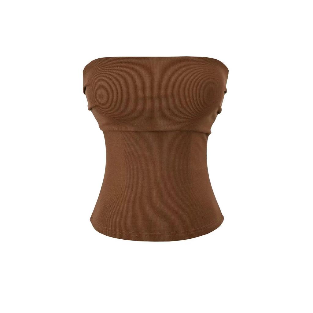 Elegant Pleated Strapless Top with Chest Pads and Non-Slip Design