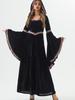 Mittelalterliches Retro-Gothic-Kapuzenpullover mit langem Hexenrock, luxuriöses Partykleid für Damen, Cosplay, Vampir, Halloween, Kostüm für Erwachsene