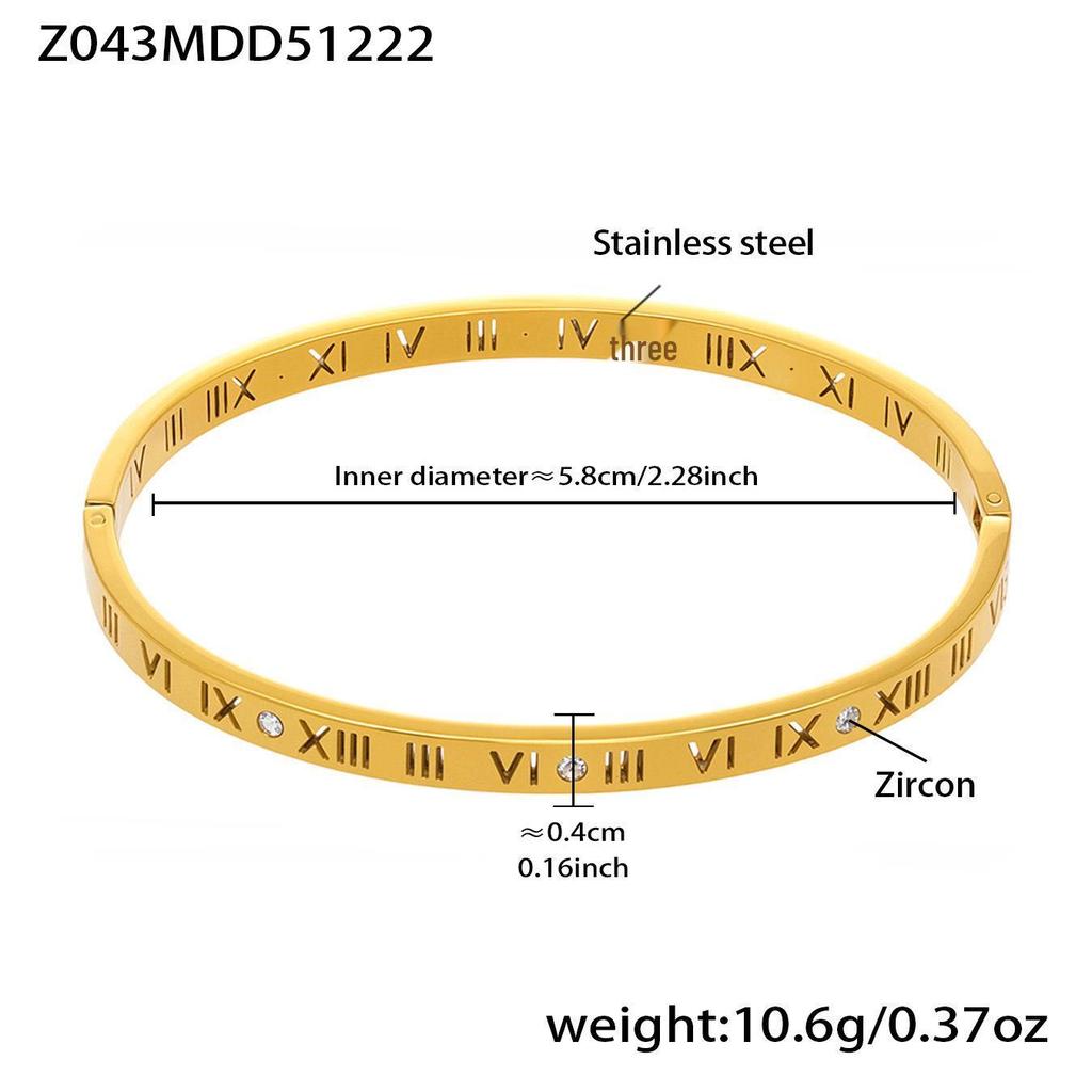 18K Gold-Plated Geometric Zirconia Stainless Steel Bracelet - Versatile, Elegant, Light Luxury Design