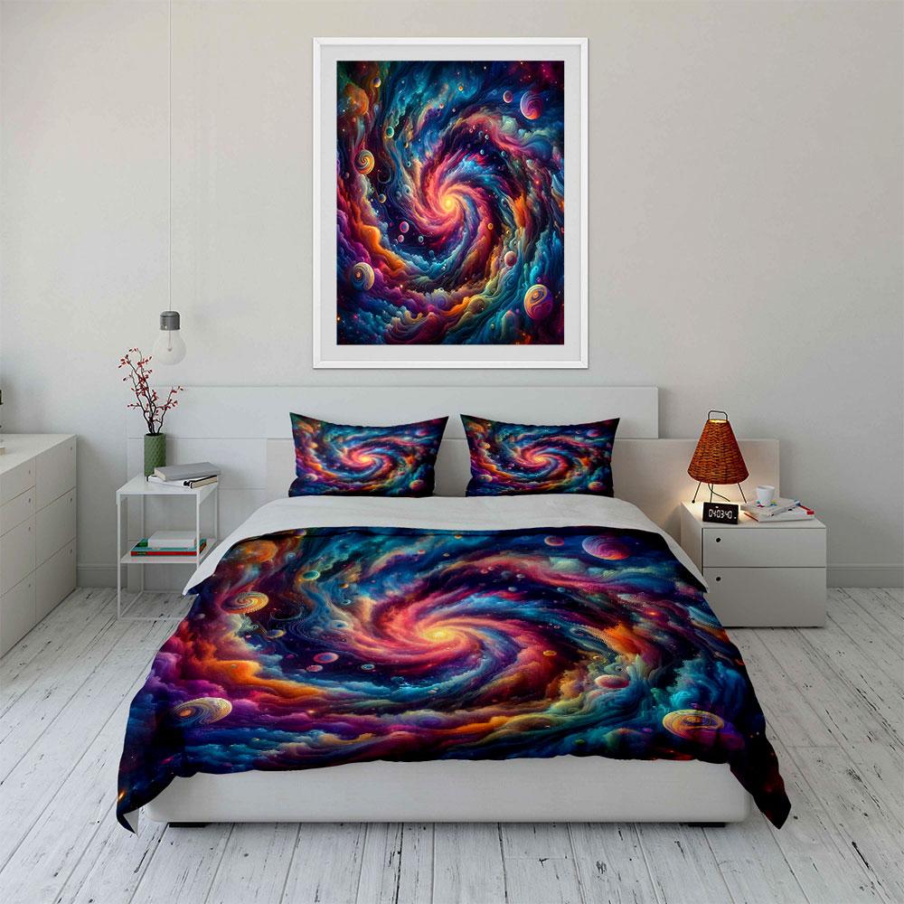 Galaxy Theme Art Set Multiple Sizes Kid'S And Adults' Bedroom Exquisite 3Pc Bedding Set, Gift