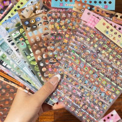 Mr Paper 18pcs Cute Grocery Small Nose Ga Kawaii Glitter Sand Cut Film Sticker Book DIY Student Handbook Material Goo Card