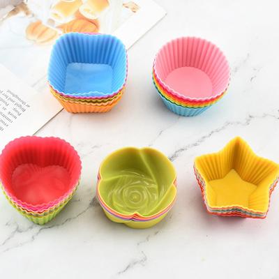 7 Stück/Los Silikon-Kuchenförmchen Runde Muffinform Cupcake-Backformen Haushaltsküche Kochzubehör Kuchen-Dekorationswerkzeuge