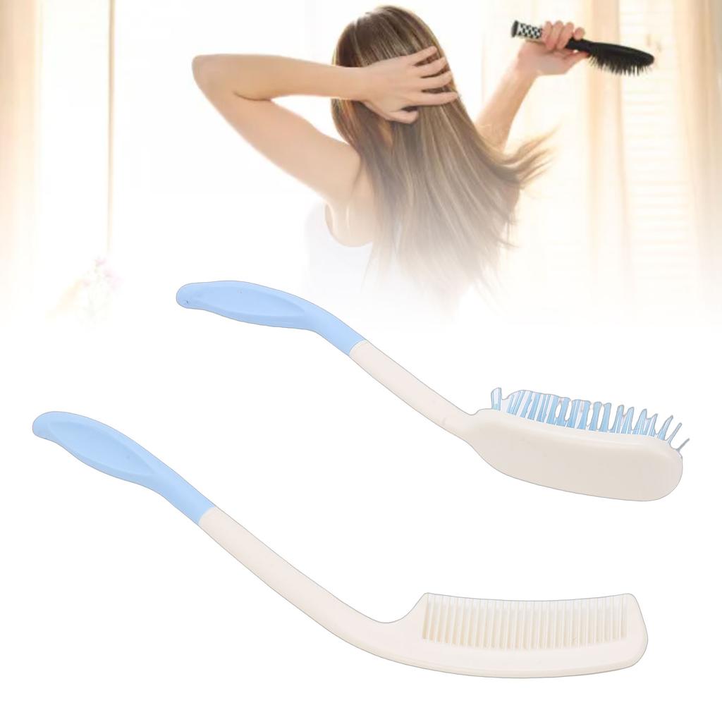 Handled Comb and Hair Brush Set Comb Hair Brush Curved Ergonomic Grip for Limited Mobility