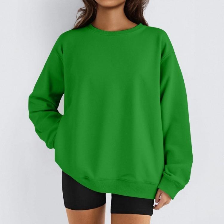 Damen Winter Fleece Tops Langarm Sweatshirt Lässiger Rundhalsausschnitt Pullover Lockerer Schnitt Warme Wintertops