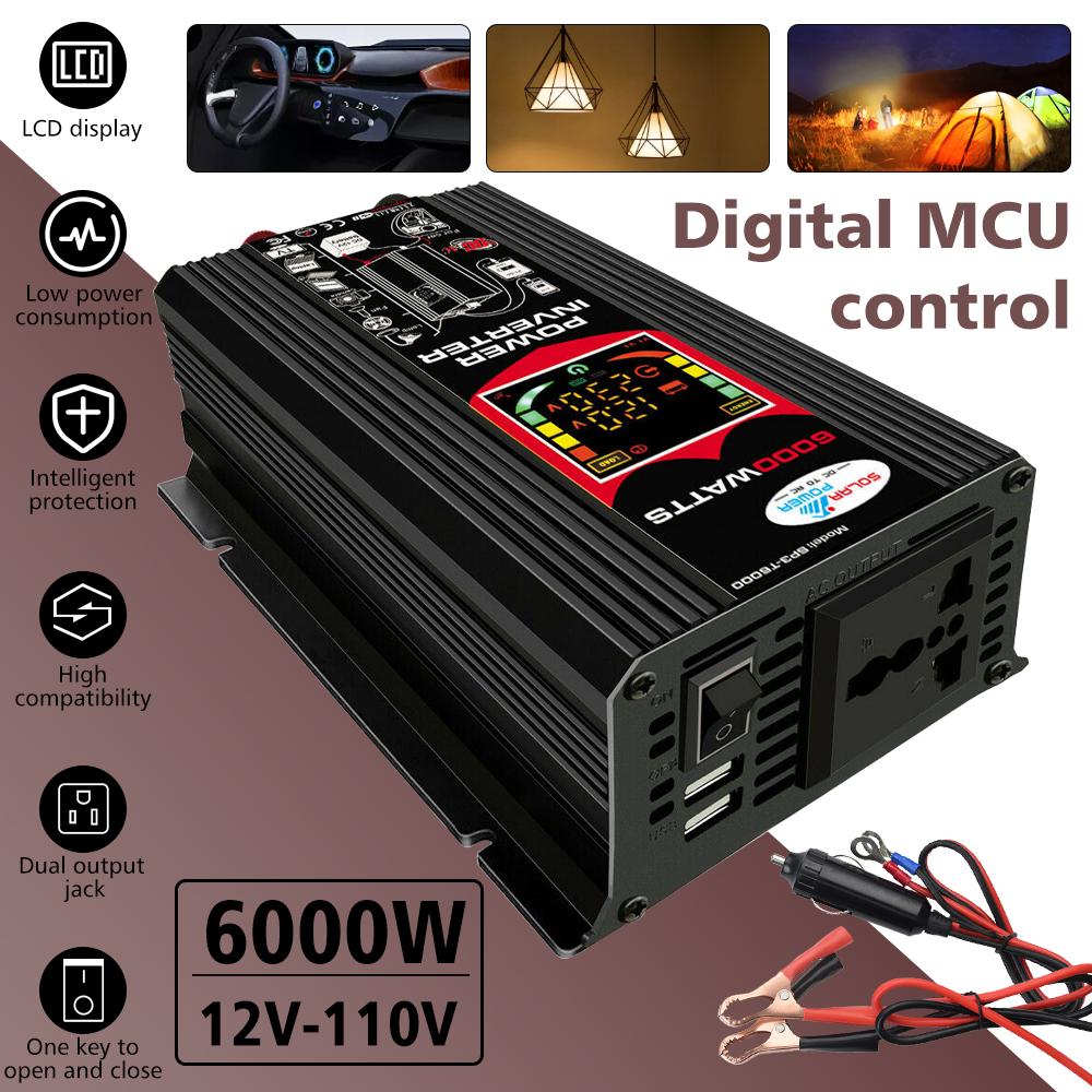 Pure Sine Wave Inverter B Model 12V To 110V/220V Vehicle Inverter 50/60HZ Power Converter Car Transformer With LED Display
