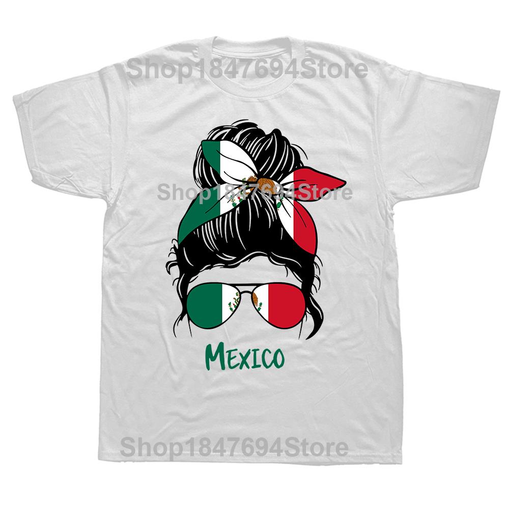 Funny Mexican Girl Hair Flag Mexico Pride T Shirt Tee Tops Round Neck ShortSleeve Fashion Tshirt Clothing Casual Basic Tshirts