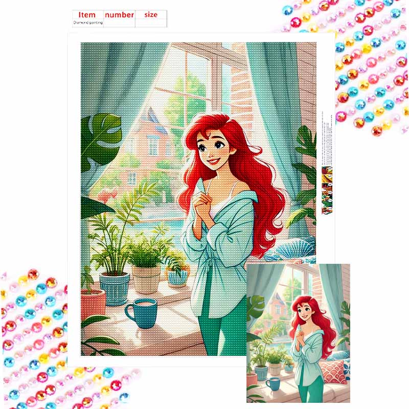 Disney Little Mermaid Ariel Diamond Paint Art Kit Mosaic Painting Diamond Art Home Room Decor Gift
