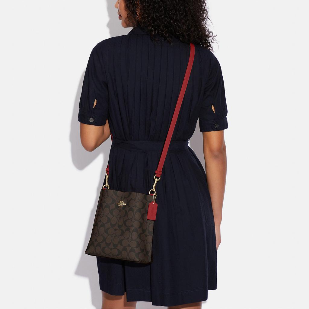 New COACH Mollie Artificial Leather Bucket Bag, Handbag, Shoulder Bag, Crossbody Bag Small Women's Brown CA582-IMRVQ