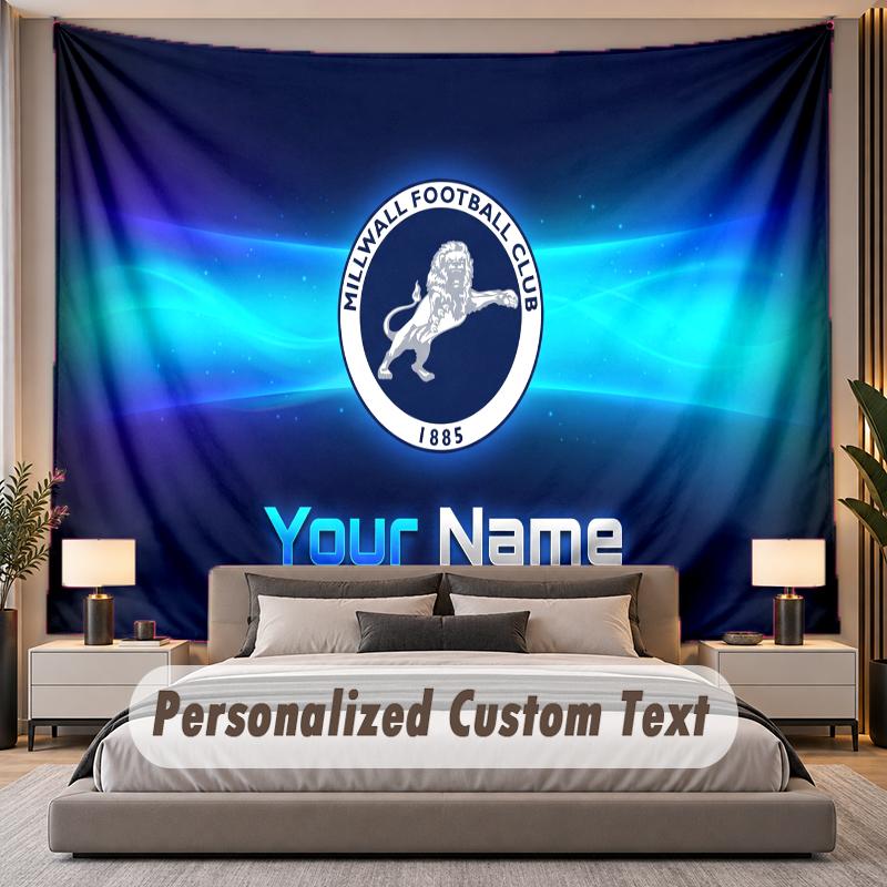 Custom Name Text Tapestry Millwall FC Personalized Polyester Wall Tapestry For Bedroom And Room