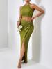 2024 European & American Women's Slim Vest and Hip-Hugging Twisted Long Skirt Suit