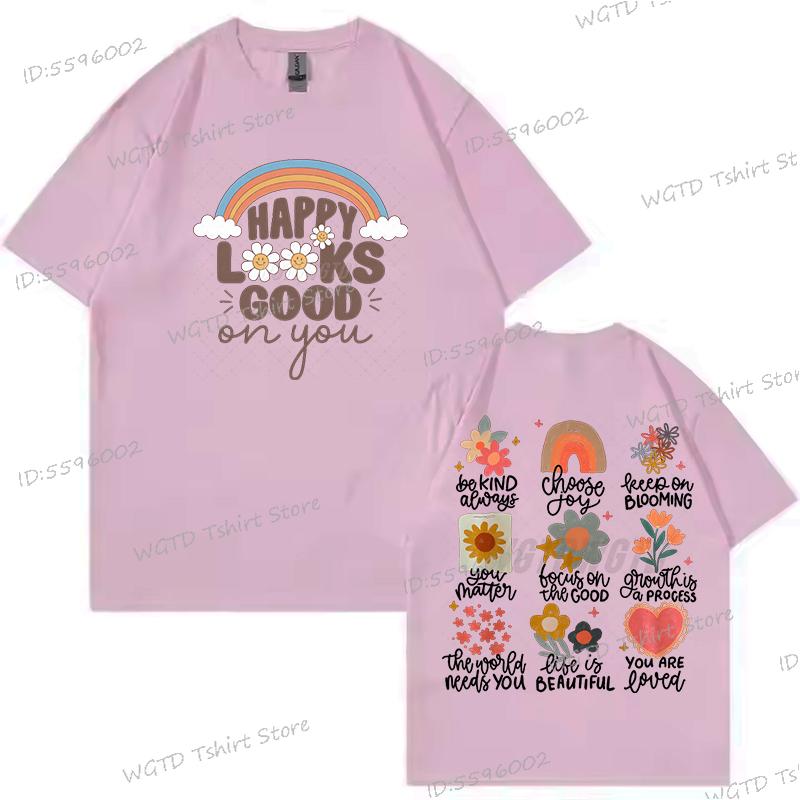 Be Kind Always Shirt Inspirational Quotes Gift for Women Happy Looks Good on You Summer Tops Tees Positive Quotes Woman T-shirts