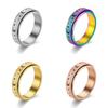 Christmas Gifts 6MM Retro Rainbow Stainless Steel Moon And Star Metal Spinner Fidget For Women Anxiety Spinning Ring Jewelry