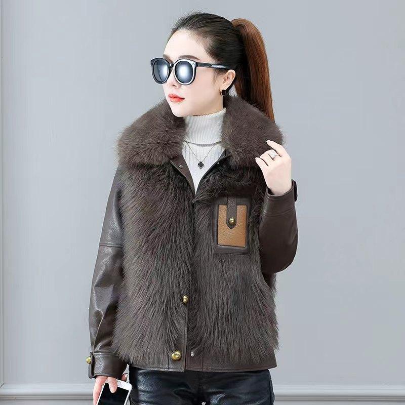 Winter New Style Imitation Fox Fur Fur Fur Fur Coat Fur Fur Integrated Coat Female Sheep Skin Imitation Down Jacket Young Style