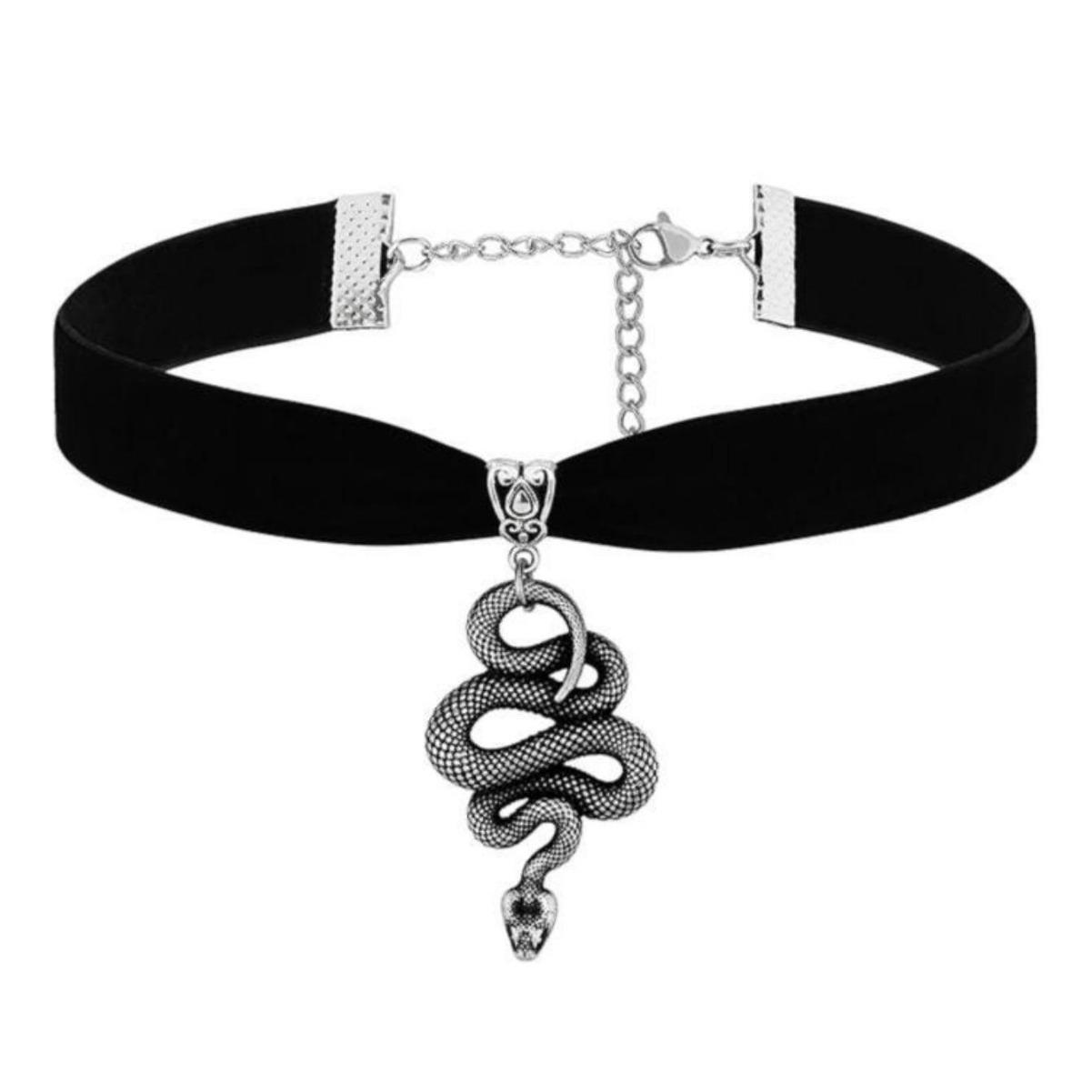 Handmade Snake Gothic Velvet Vintage Necklace Jewelry