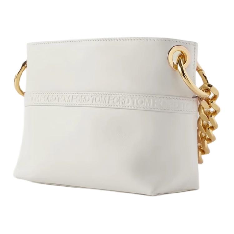 TF Embossed Craft Gold Hardware Chain Decoration Calfskin Leather Medium Shoulder Crossbody Tote Bag Women handbags White JVM1636696967489