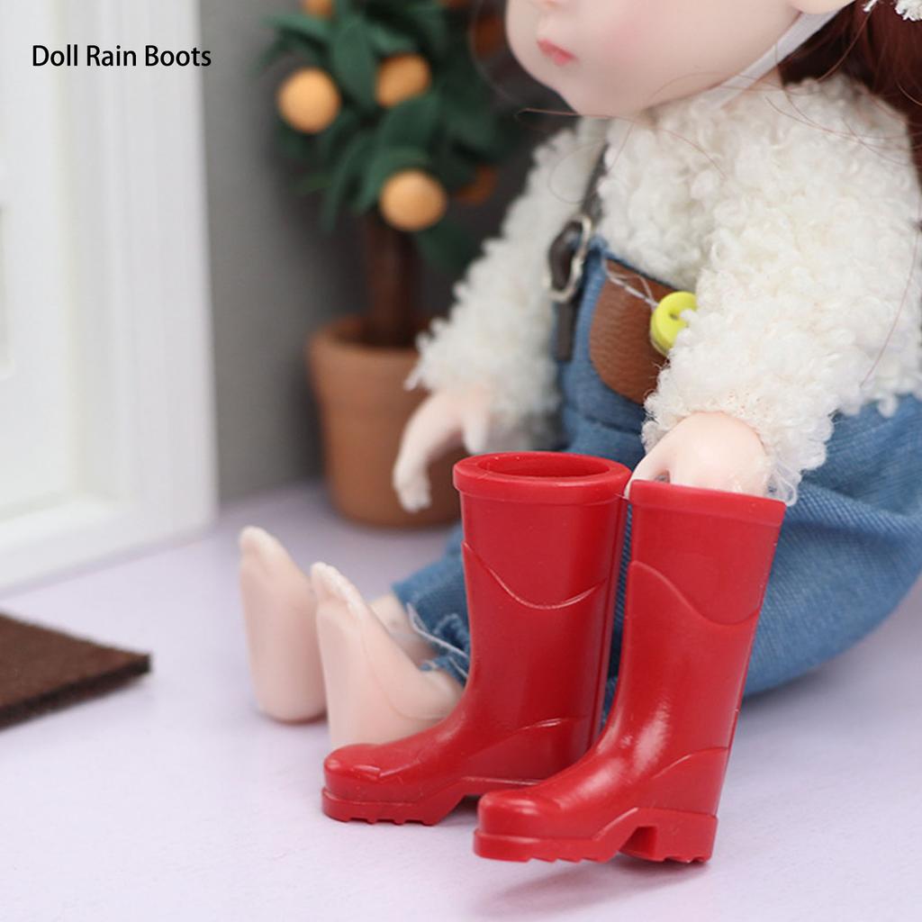 Doll Boots 1:12 Mini Dollhouse Decoration OB11 Rain Boots Miniature Scene Accessories Shoe Model Red Green