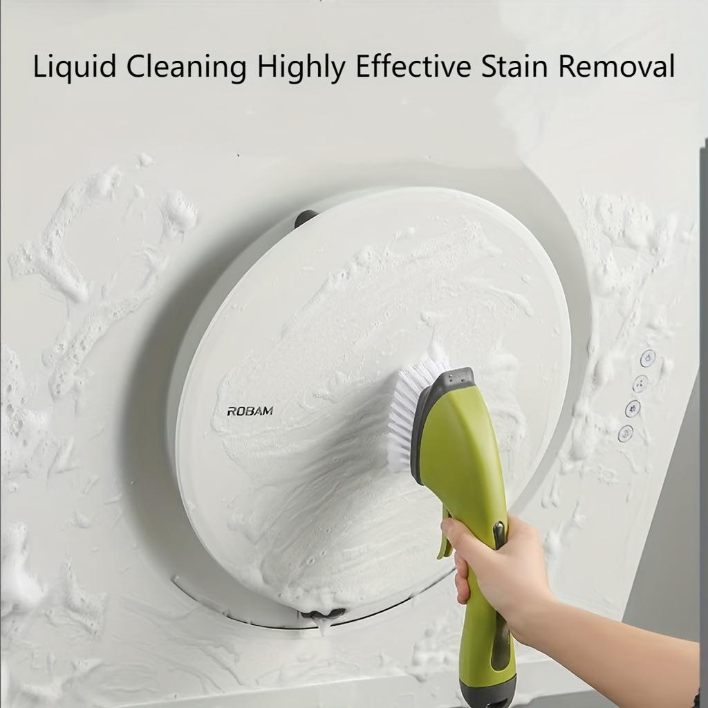 Upgraded Liquid-Filled Cleaning Brush Press with Soap Dispenser ,Non Stick Cookware Safe, Stainless Steel Bristles,