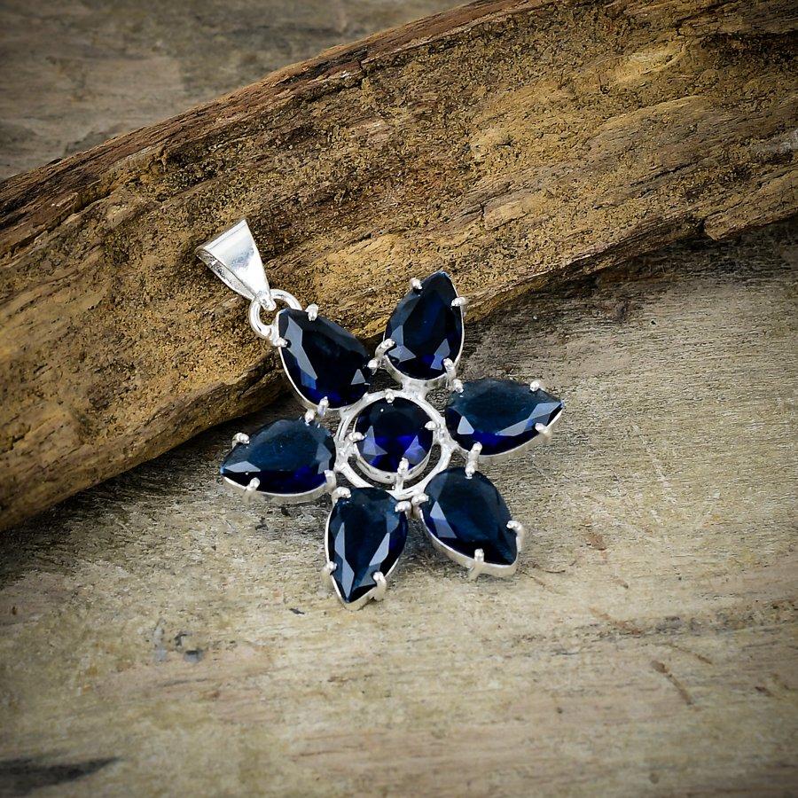 

London Blue Topaz Gemstone 925 Sterling Silver Jewelry Pendant 1.77 M-78