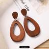 Vintage brown coffee wood stud earrings niche Maillard exaggerated round earrings earrings earrings women