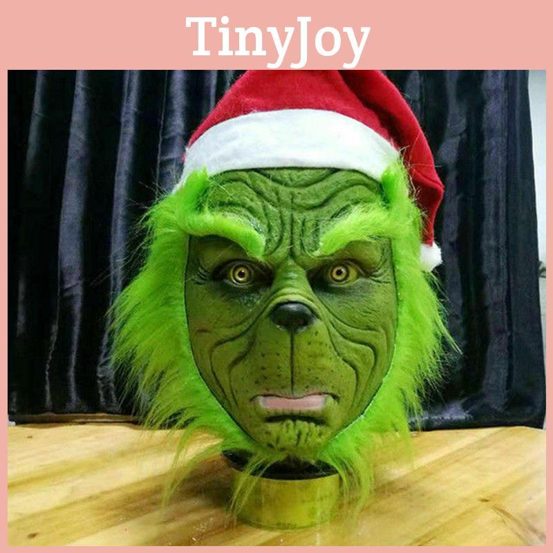 Rascal Grünes Monster Der Grinch Maske Mit Weihnachtsmütze Für Erwachsenen Cosplay Spaß