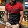 European and American Men's Summer Fashion Simple Striped Breathable Polo Short Sleeved T-Shirt Outdoor Casual