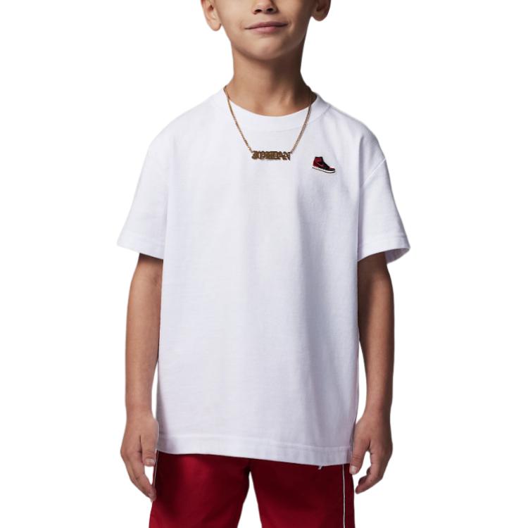 Jordan Air Jordan 1 T Shirt Patch White/Black Children Aged 3 7 Years Old HF2080-101 6(115)