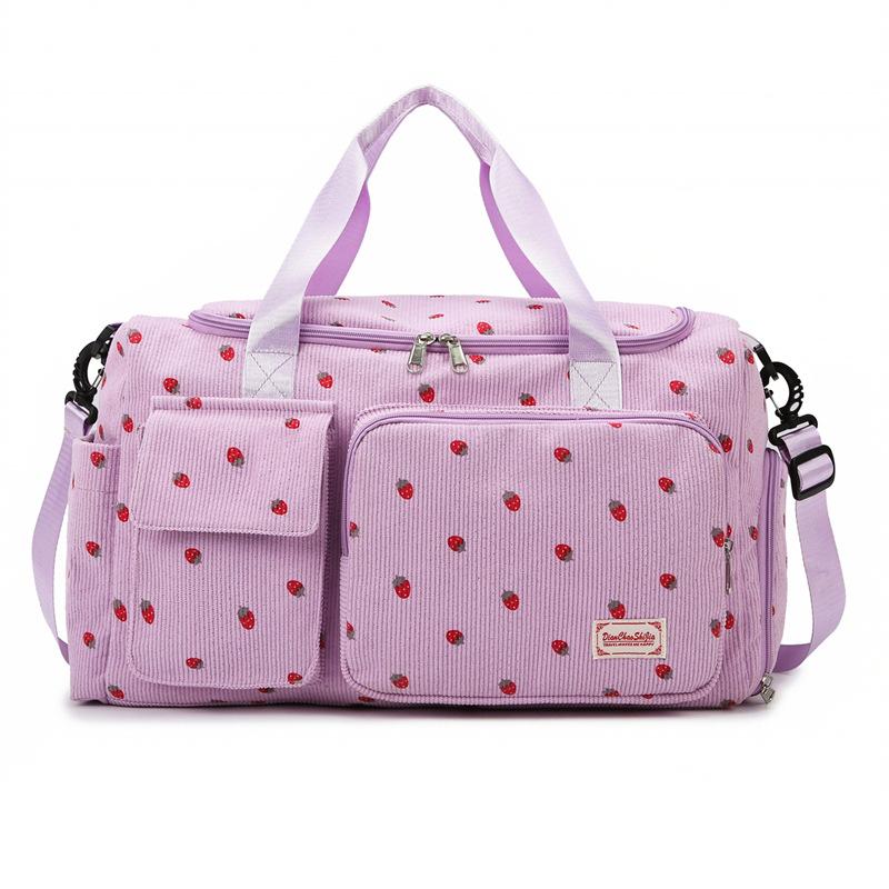 Short-distance Travel Storage Travel Bag for Women, Large-capacity Lightweight Fitness Bag, Sweet Outing Corduroy Storage Bag