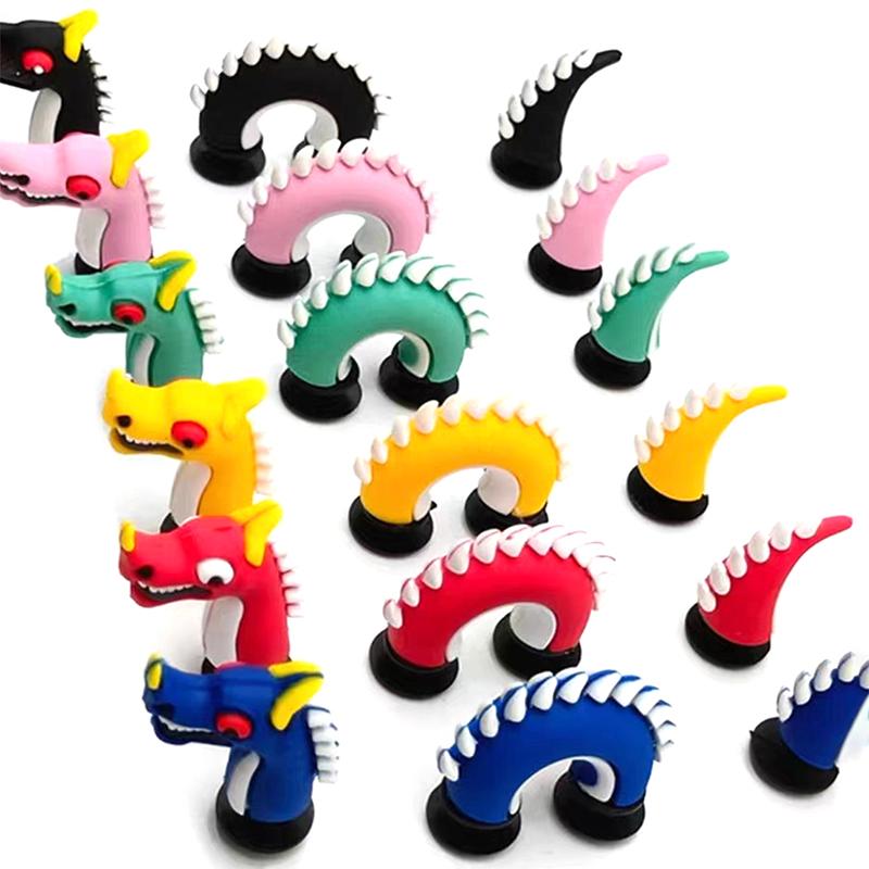 1 conjunto de pingentes de sapato de pvc com desenho de dragão chinês, acessórios engraçados para sapatos, decorações de cobra de crocodilo, fivela, presente