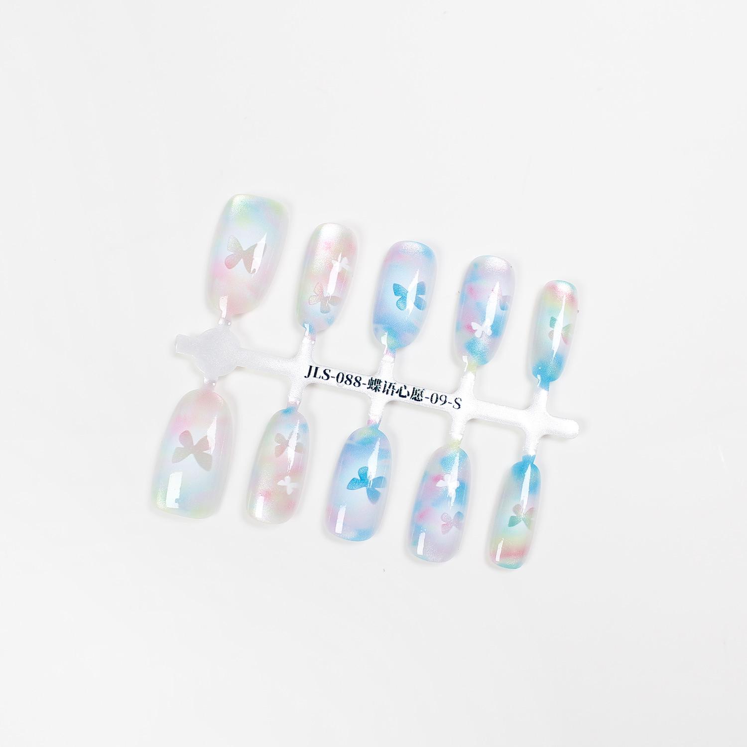 

Jiaolong Summer Ice Cat-Eye Butterfly Gradient Handmade Nail Pieces Extra Small