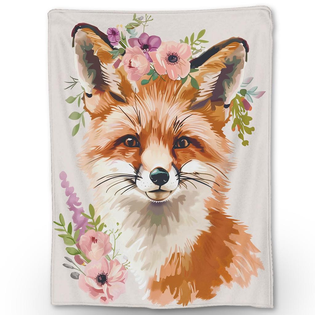 Schattig Vossen Dekentje Zacht Gezellig Pluche Plaid Dekentje Pluizig Warm Wild Dierenprint Flanellen Beddekentje Cadeau voor Vos Liefhebber Meisje Jongen