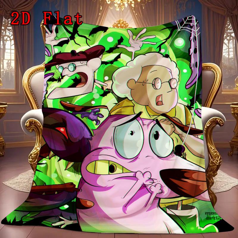 Courage the Cowardly Dog 2D Flat Pattern Flannel Blanket High quality All Seasons Warmth and Comfort Perfect for Christmas Gifts.SMT0917204
