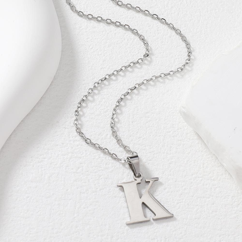Polished Stainless Steel Alphabet Necklace - Women's Daily Wear Clavicle Chain