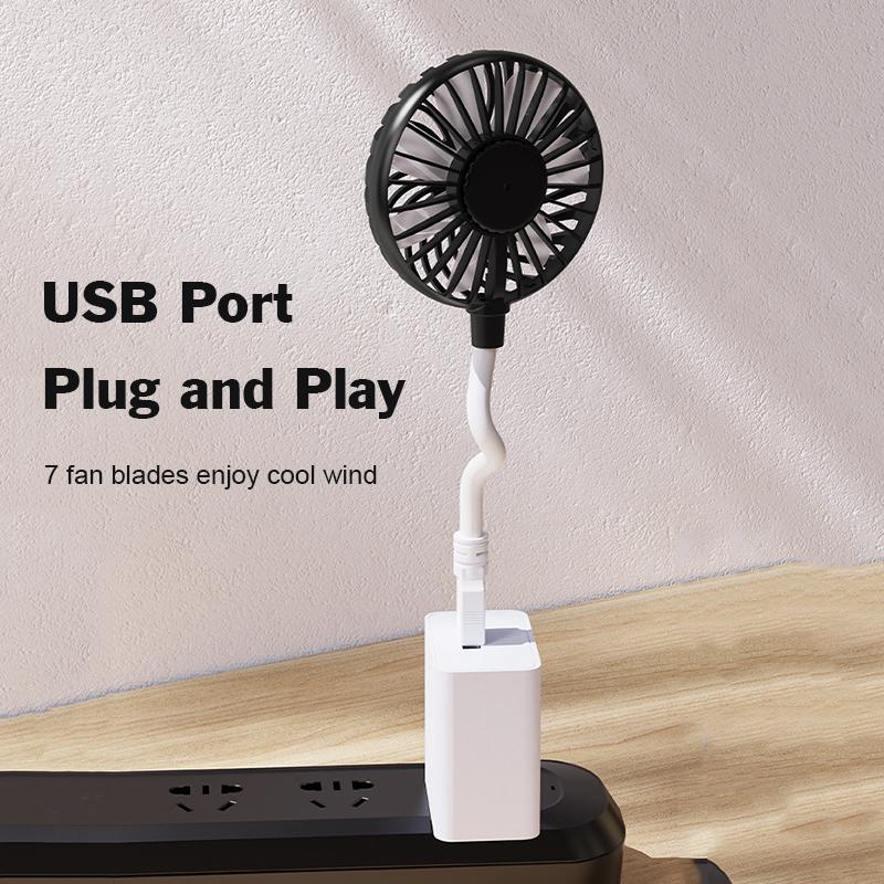Mini USB Foldable Fan Plug and Play 7 Fan Blades Cool Wind Low Noise Portable Carry