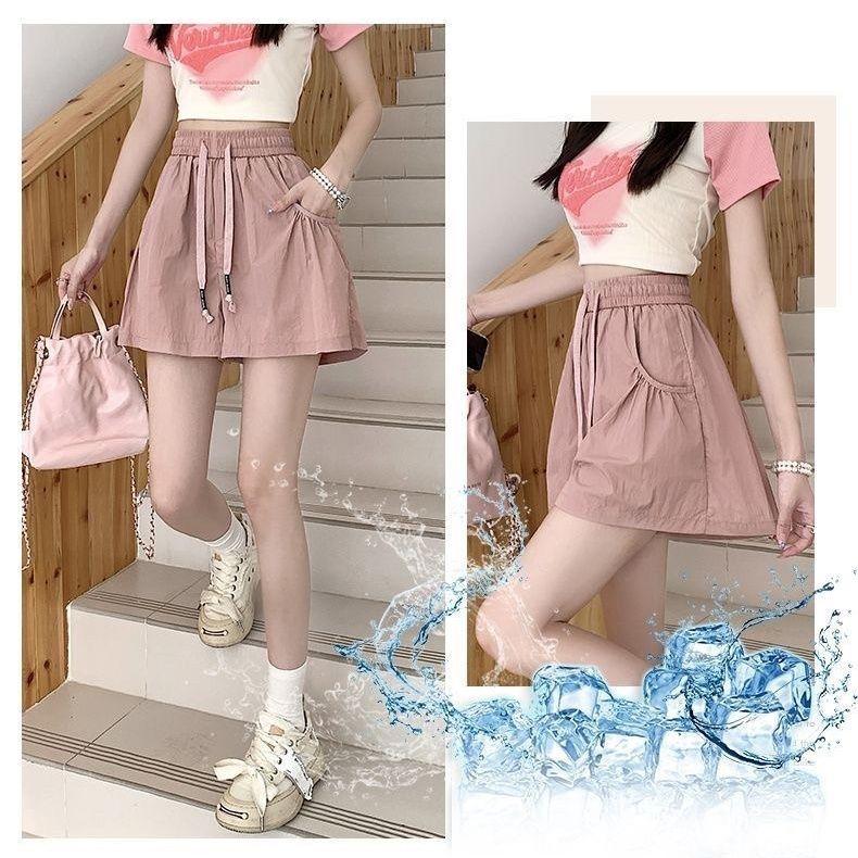 Workwear Sports Shorts Summer Loose Casual Sleepwear A-line Wide High Waisted Shorts