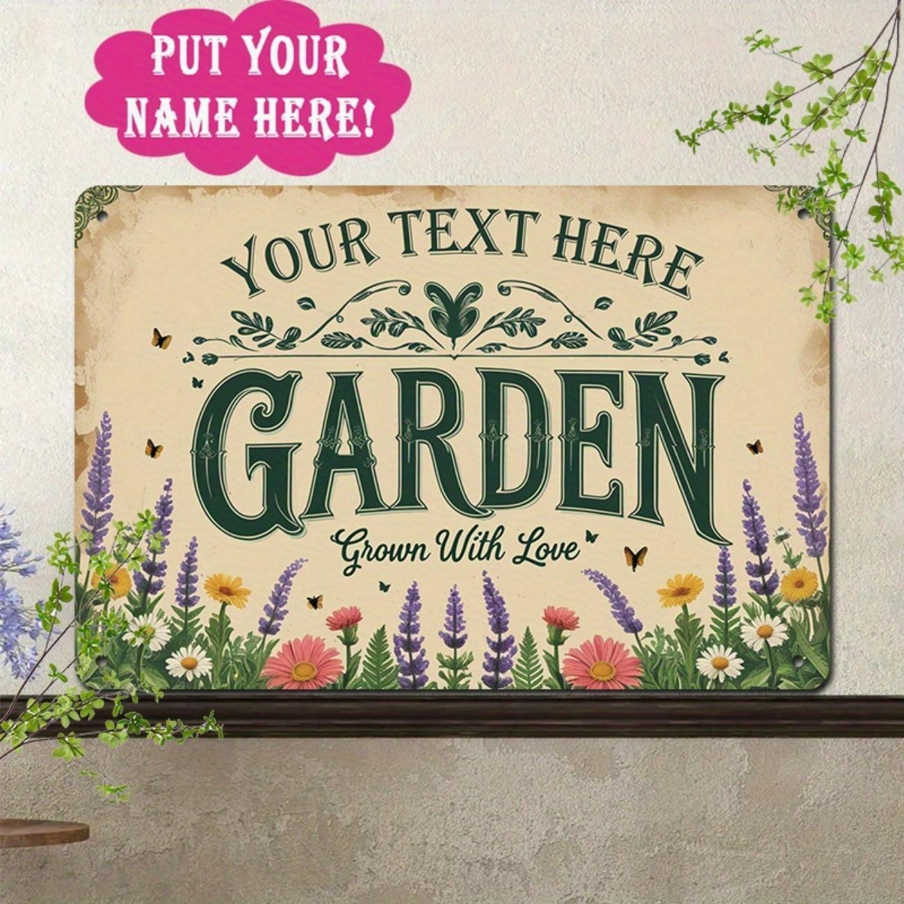 

1pc Customizable Metal Garden Sign Floral Butterfly Design Personalized Rustic Wall Art Decorative Tin Sign белый