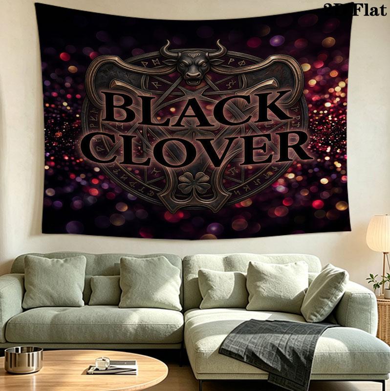 Black Clover Wandteppich Ästhetischer Wandbehang Bedruckter Stoffdecke Dekorative Wandteppiche Für Schlafzimmer Wohnzimmer Heimdekoration