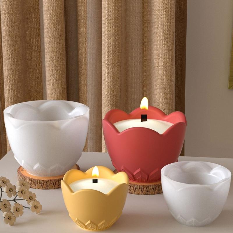 Flexible Leaf Design Candle Cup Jar Mold Jewelry Box Molds Silicone Texture for Resin Crafting Craft and Home Decoration