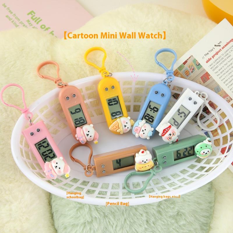 Portable Electronic Clock Keychain Mini Pocket Electronic Oval Hanging Watch Digital Table Time Date Display Clock For Student