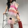 Niche Design Sense Wool Plaid Contrasting Color Scarf Women's Autumn and Winter Warm Scarf High-end Tassel Shawl