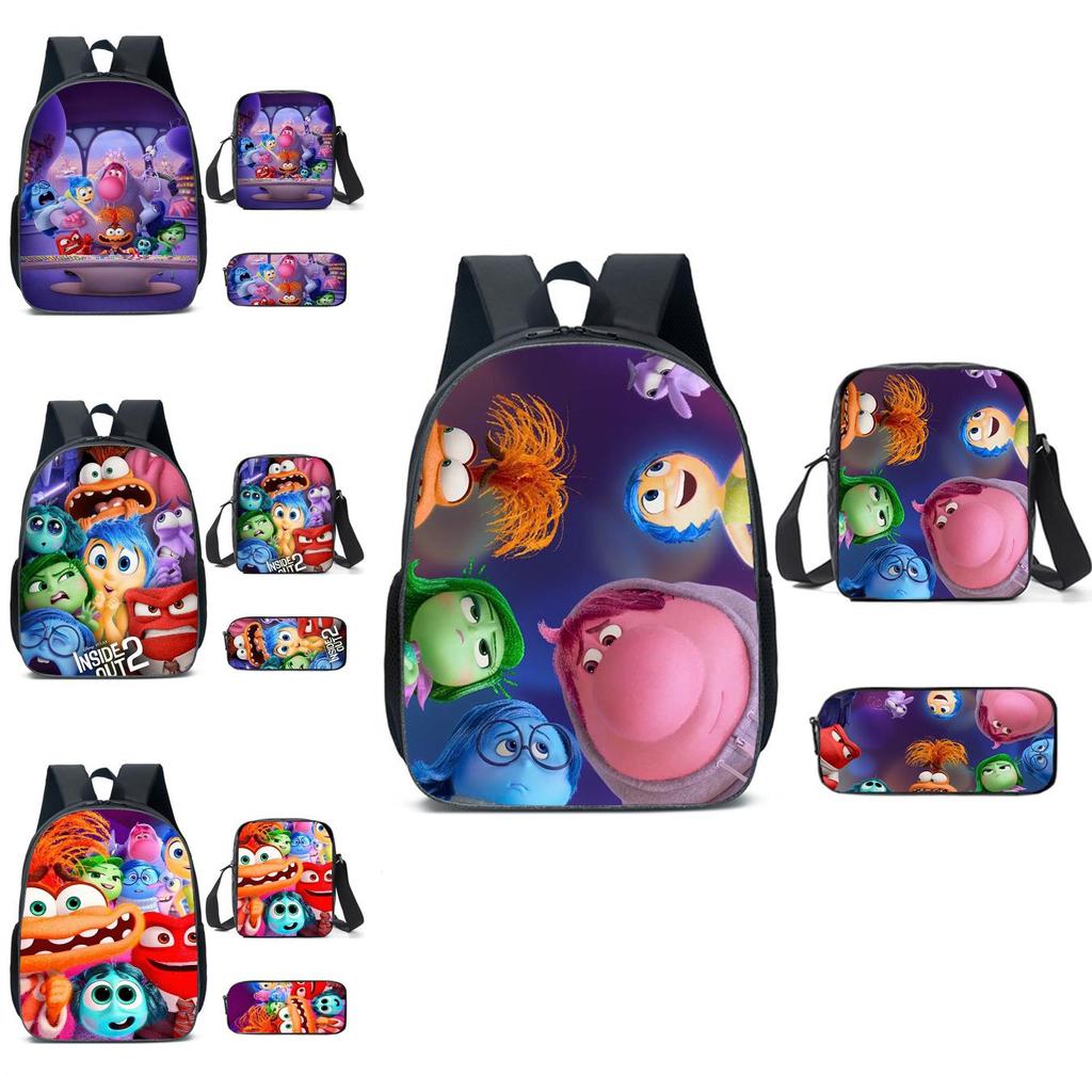 Inside Out Brain Characters Kids School Backpack Set With Lightweight Oxford Material For Elementary Students