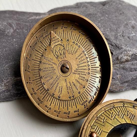 Brass Pocket Compass Vintage Style Compass Hand Compass Sundial Steampunk