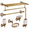 Antique Brass Bathroom Towel Rack & Accessories Set